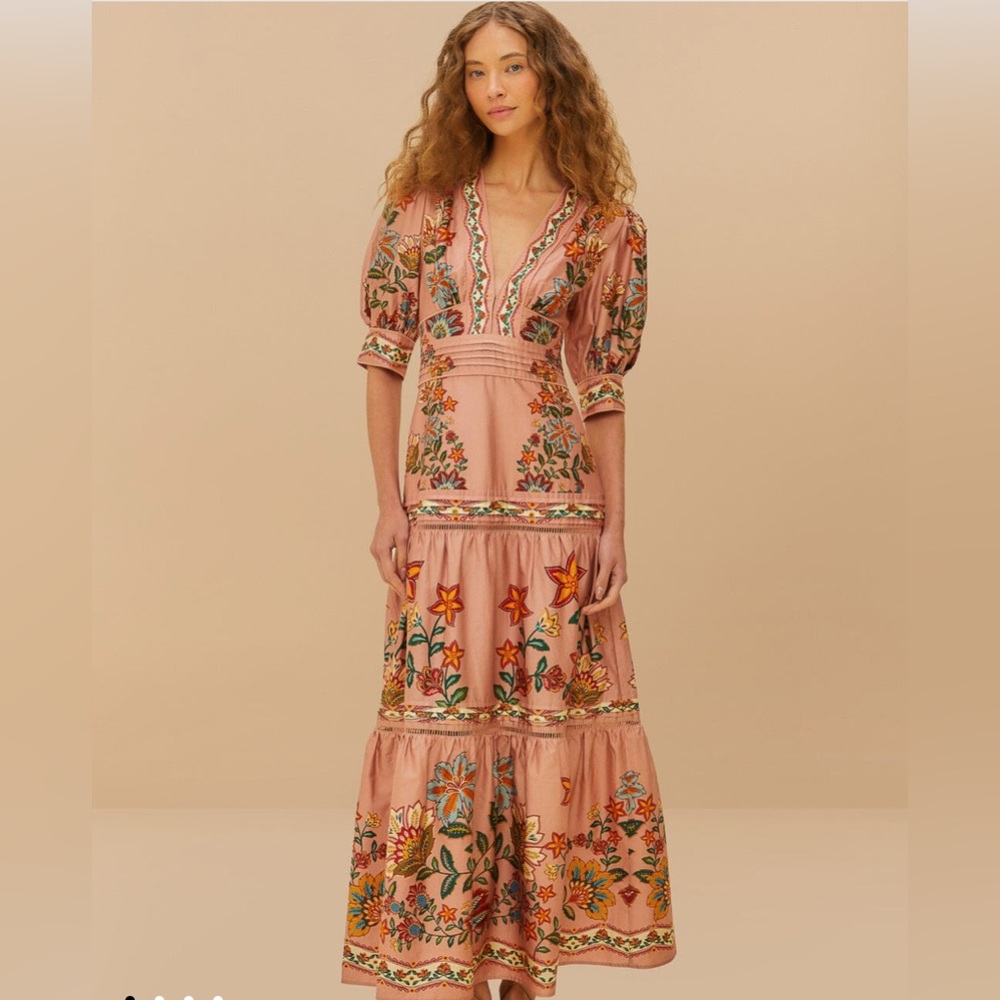 FARM Rio Pink Garden Delight Short Sleeve Maxi Dress - Picture 8 of 14